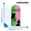 Wicked For Good Pink & Green Silhouette Backdrop Single Cardboard Cut Out Height 185cm, side angle