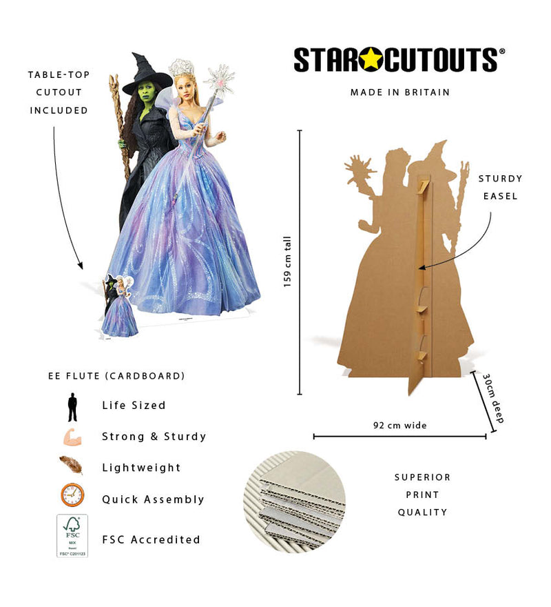 Wicked For Good Glinda & Elphaba Double Cardboard Cut Out Height 159cm, in display