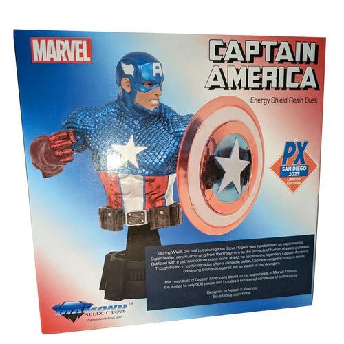 Diamond-Bust Marvel Captain America Holo Shield SDCC23, rear view