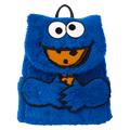 Loungefly - Sesame Street Cookie Monster Plush Cosplay Mini Backpack with Coin Bag close up detail