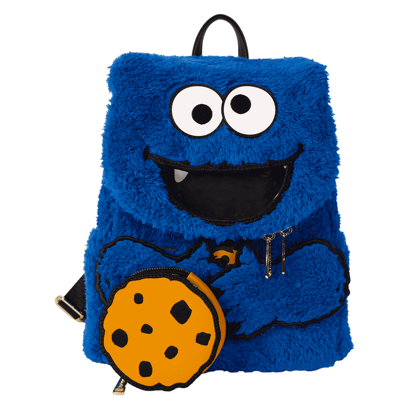 Loungefly - Sesame Street Cookie Monster Plush Cosplay Mini Backpack with Coin Bag detail shot