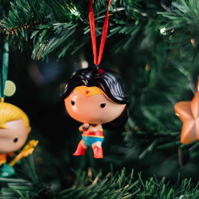 DC Comics Superman, Wonder Woman and Aquaman Set of 3 Christmas Ornaments