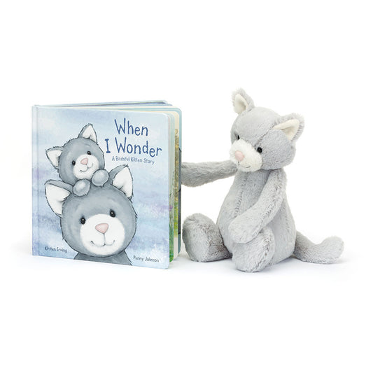 Jellycat When I Wonder Book and Bashful Grey Kitty Medium