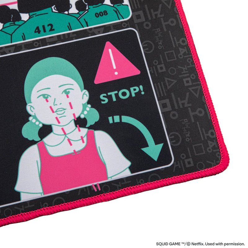 Squid Game Young-Hee Blueprint Desk Mat, close-up detail