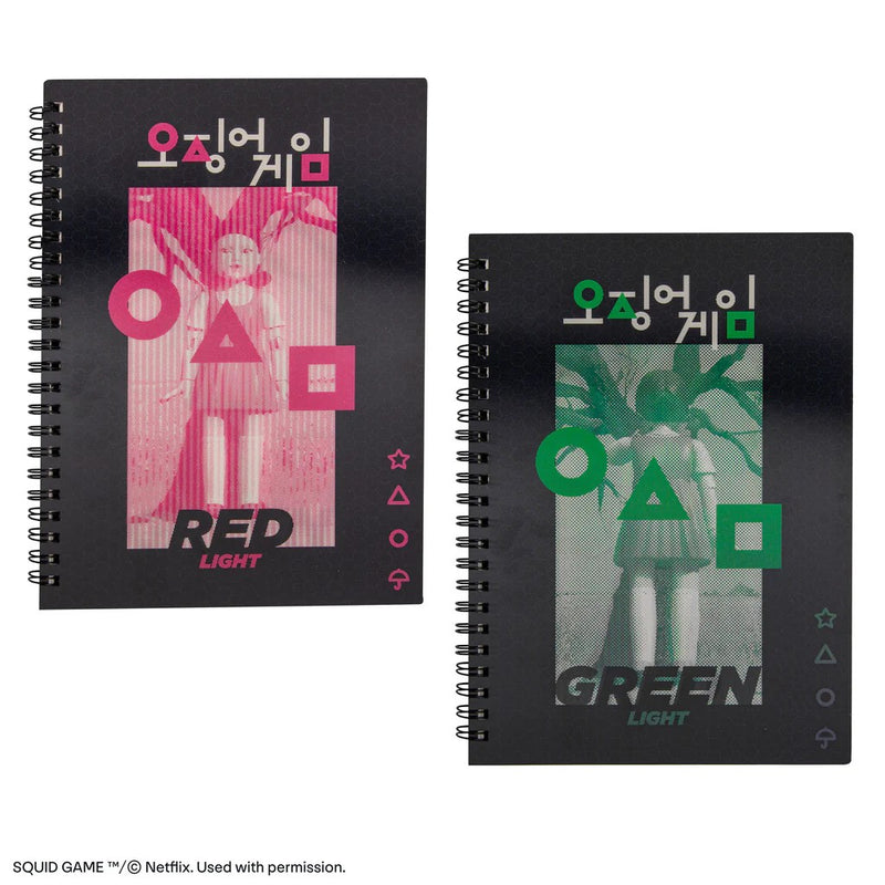 Squid Game Red Light Green Light Lenticular Notebook, side angle