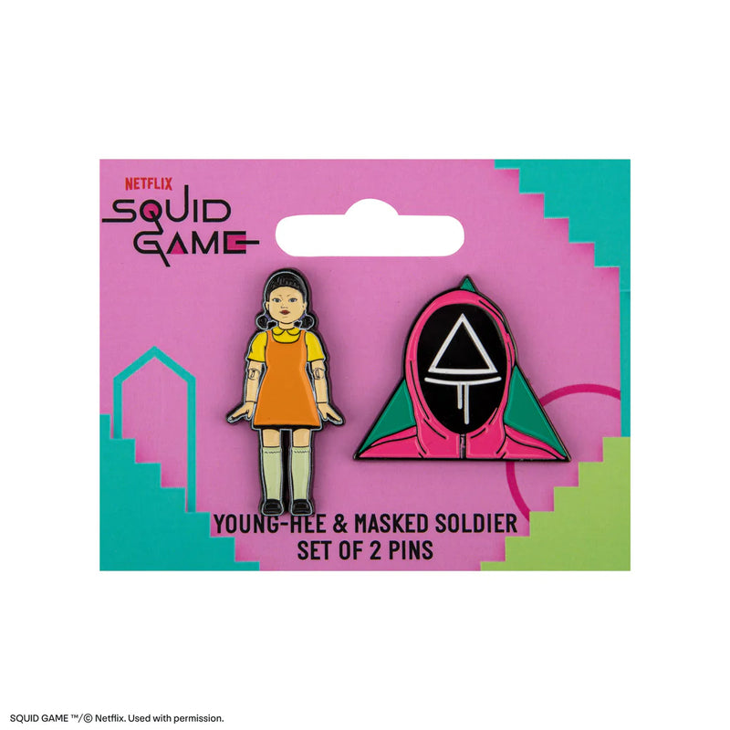 Squid Game Young-Hee and Soldier Pin Set, rear view