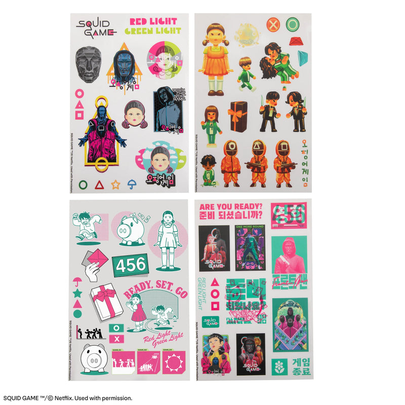 Squid Game Sticker Set of 60, rear view