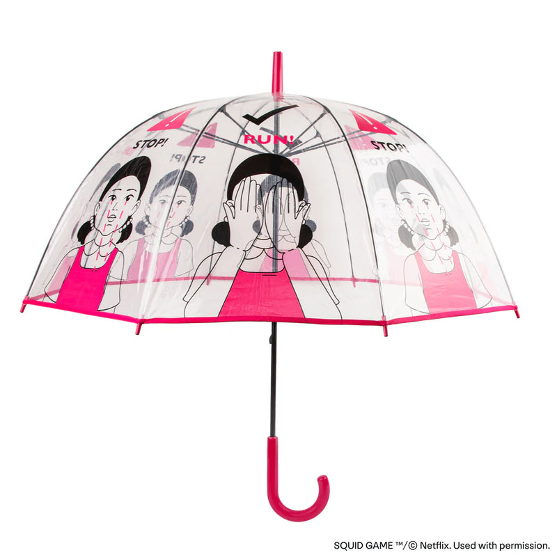 Squid Game Red Light Green Light Transparent Umbrella, side angle