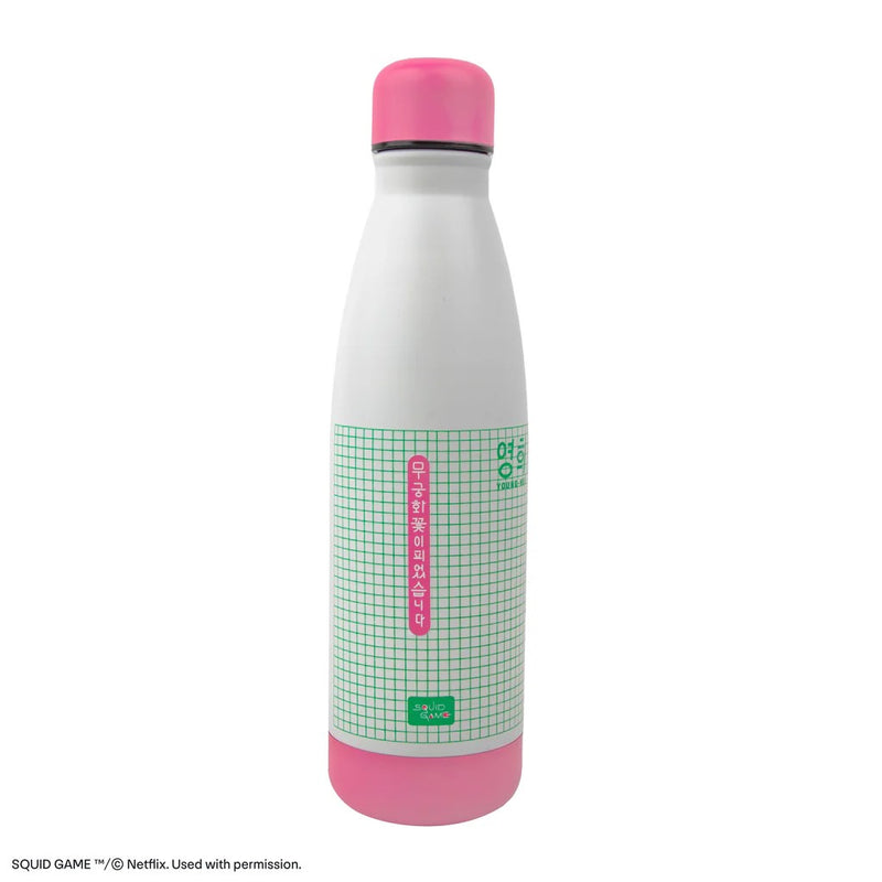 Squid Game Young-Hee Blueprint White Water Bottle, side angle