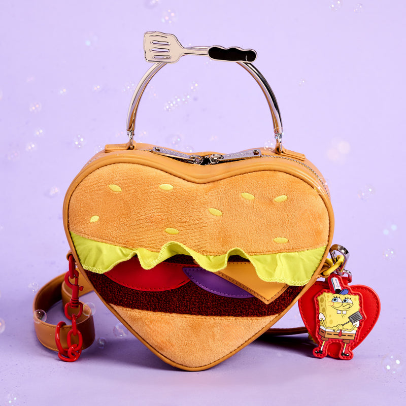 Loungefly - SpongeBob SquarePants Krabby Patty Plush Heart Figural Crossbody Bag alternate view