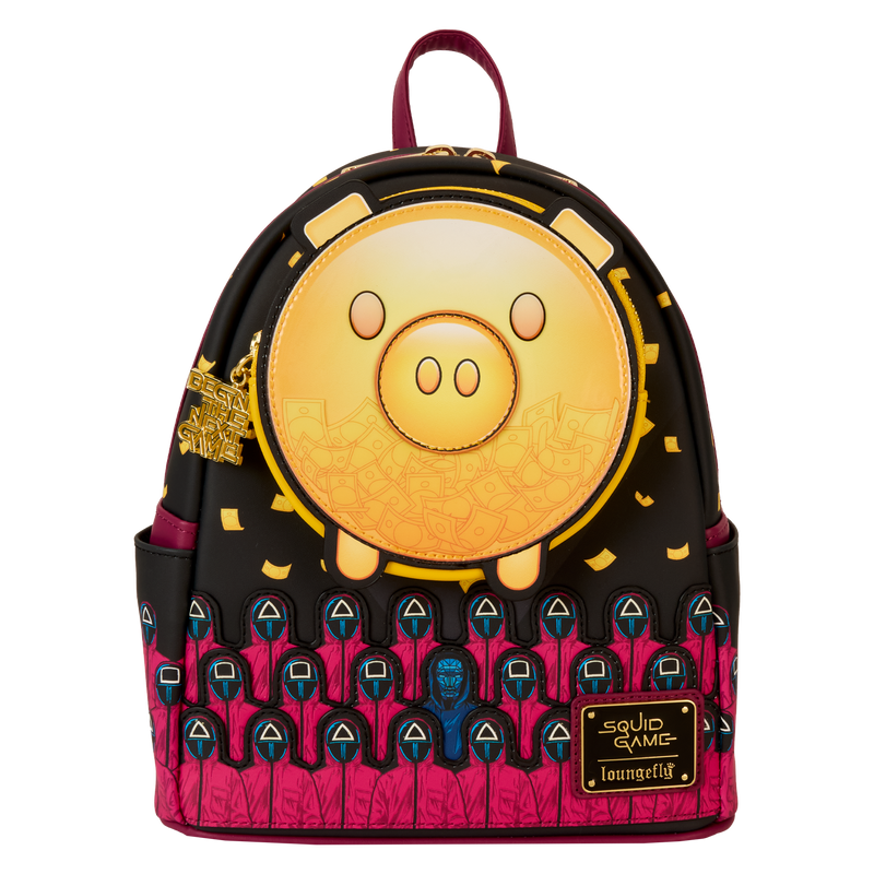 Loungefly - Squid Game Piggy Bank Masked Men Glow Mini Backpack