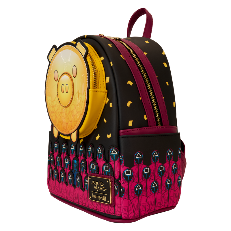 Loungefly - Squid Game Piggy Bank Masked Men Glow Mini Backpack back view