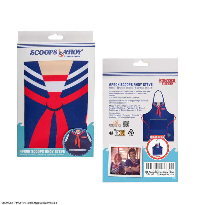 Stranger Things Scoops Ahoy Steve Apron, close-up detail