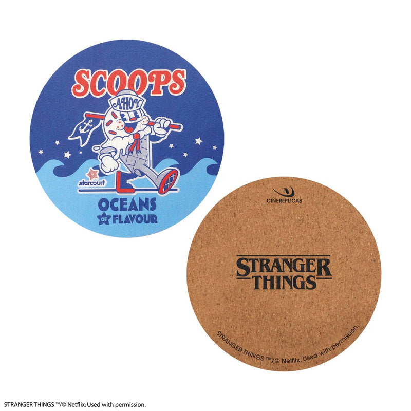 Stranger Things Scoops Ahoy Coaster Set of 4, close-up detail
