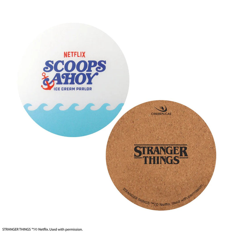 Stranger Things Scoops Ahoy Coaster Set of 4, in display