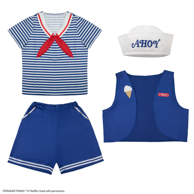 Stranger Things Scoops Ahoy Robin Costume, side angle