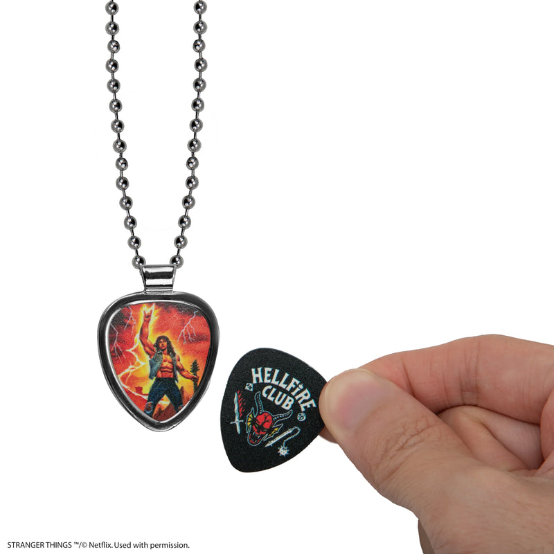 Stranger Things Eddie Munson Hellfire Club Guitar Pick Necklace, size reference