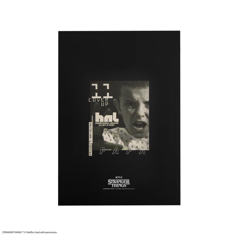 Stranger Things Eleven Upside Down Notebook, close-up detail