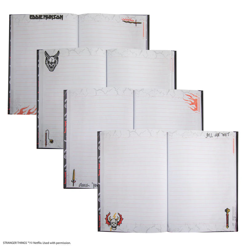 Stranger Things Hellfire Club Hardcover Notebook with Eddie Munson Bookmark, rear view