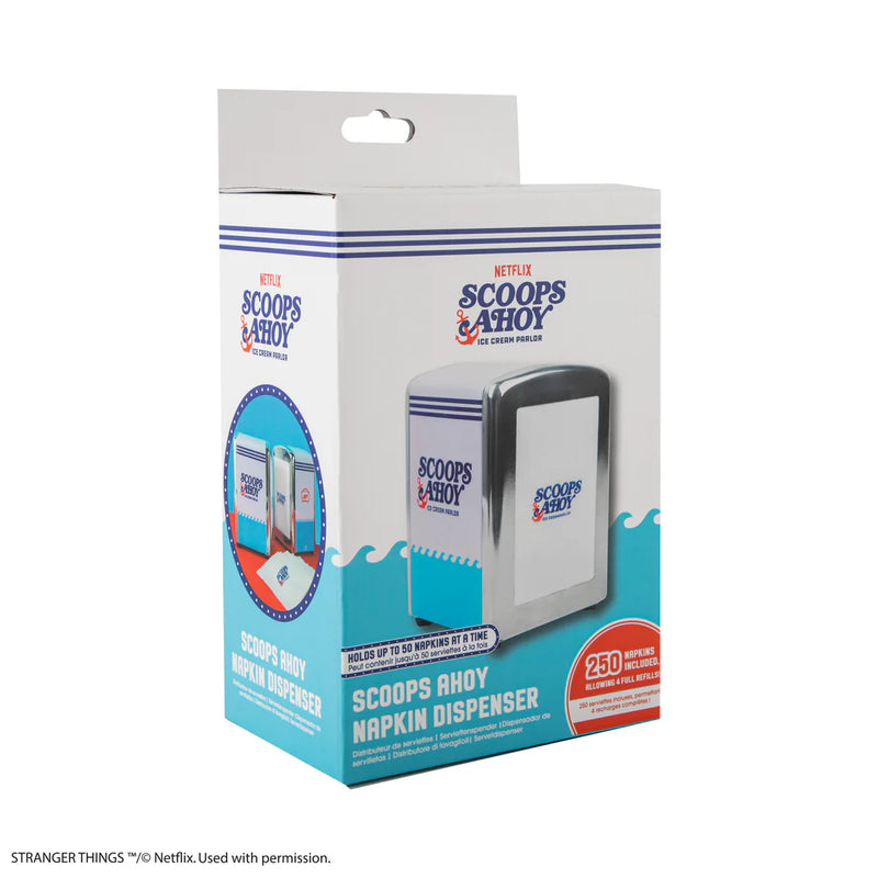 Stranger Things Scoops Ahoy Napkin Dispenser Set, rear view