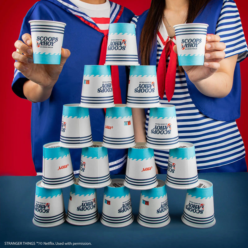 Stranger Things Scoops Ahoy Paper Cups 24-Pack, side angle