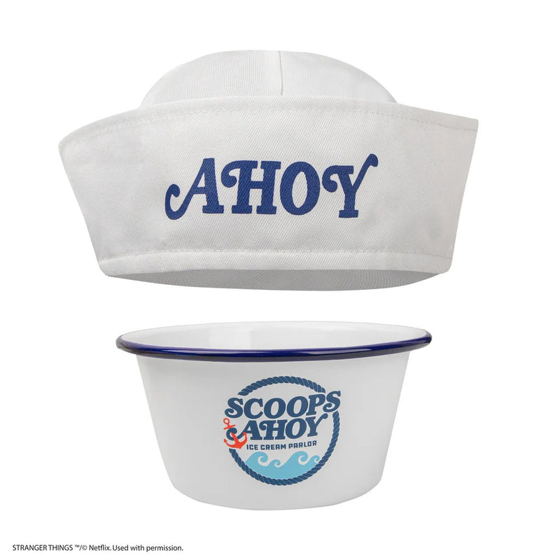 Stranger Things Scoops Ahoy Ice Cream Bowl with Sailor Hat, side angle