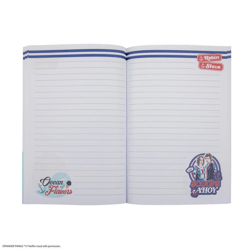 Stranger Things Scoops Ahoy Notebook, close-up detail