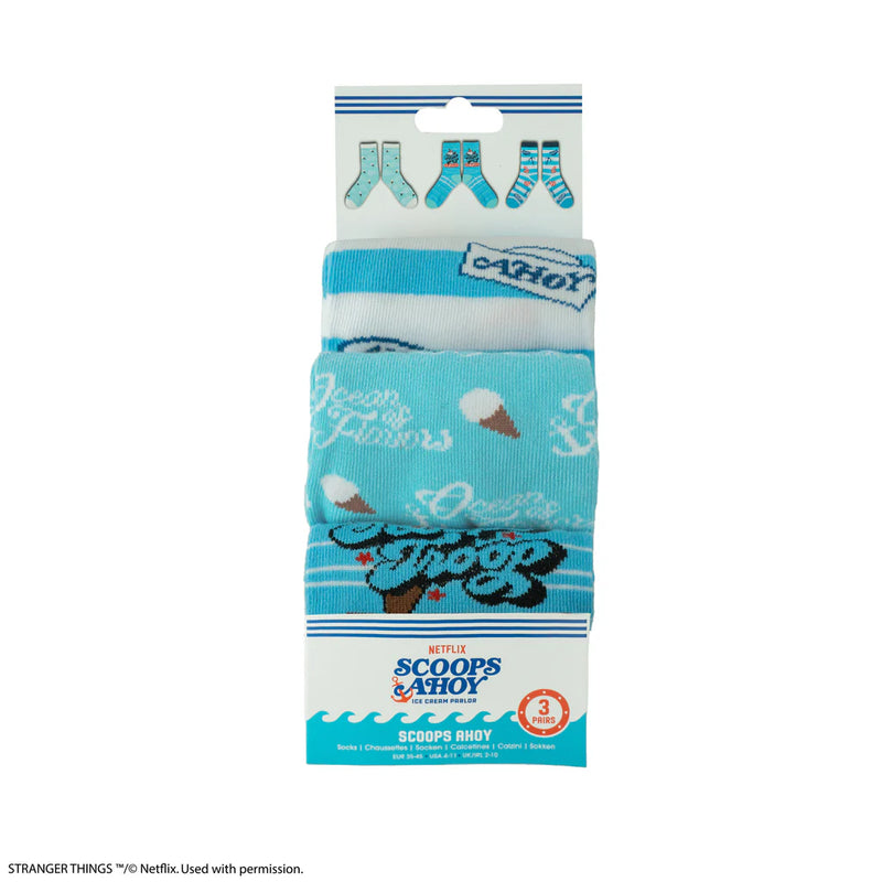 Stranger Things Scoops Ahoy Socks 3-Pack, size reference