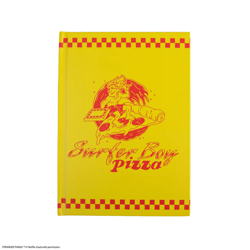 Stranger Things Surfer Boy Pizza Hardcover Notebook, close-up detail