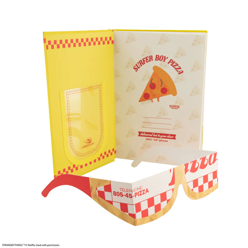 Stranger Things Surfer Boy Pizza Hardcover Notebook, packaging shot