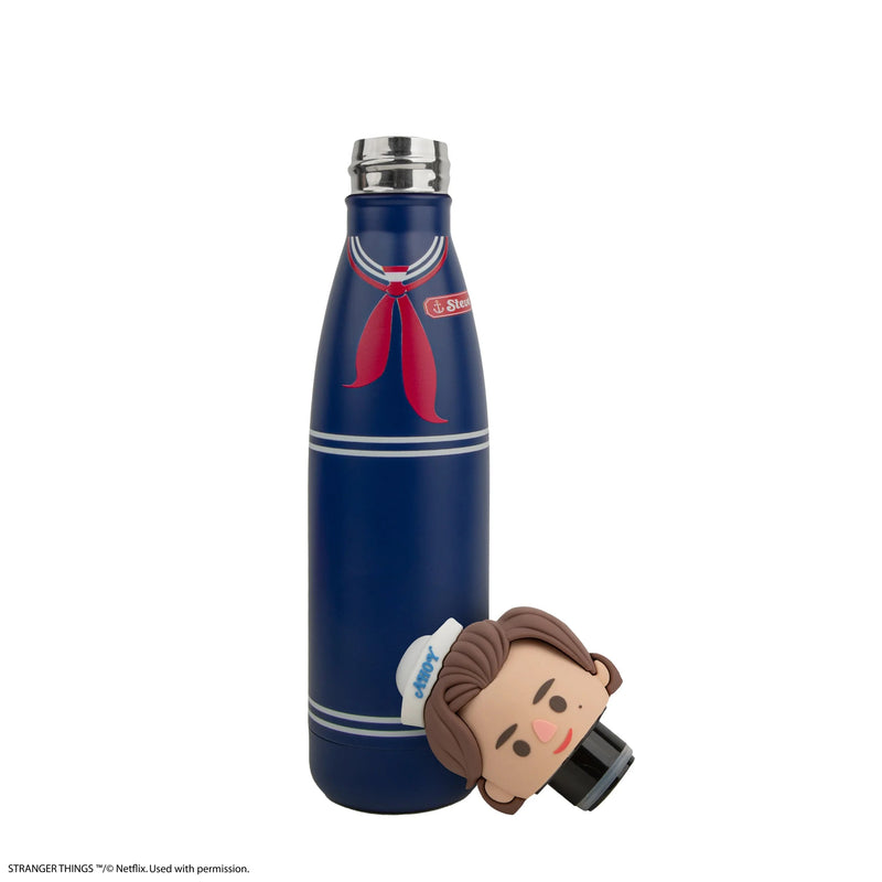 Stranger Things Scoops Ahoy Steve Water Bottle, close-up detail