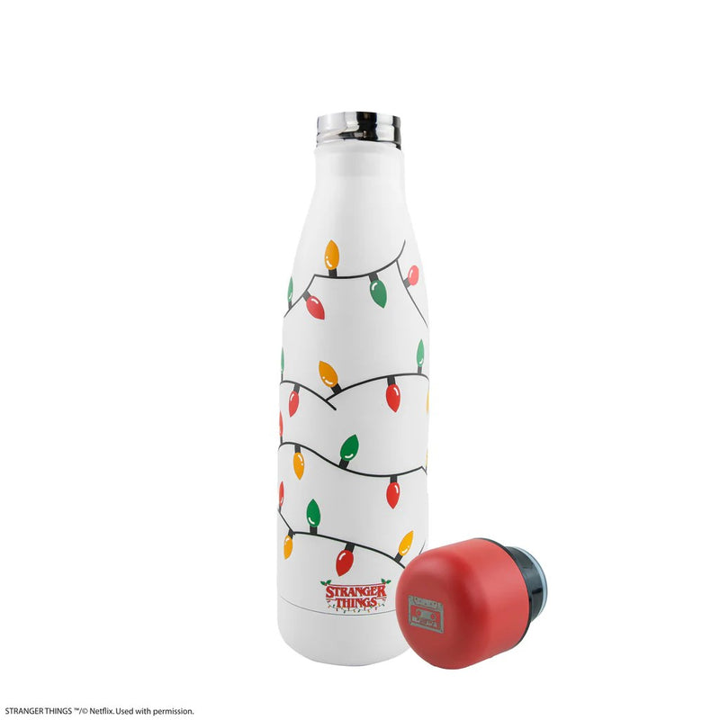 Stranger Things Christmas Lights Insulated Water Bottle, side angle