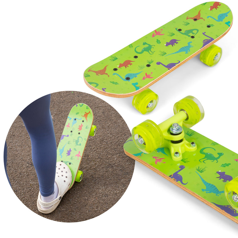 Dinosaur Kids Skateboard with Flashing Wheels 17"