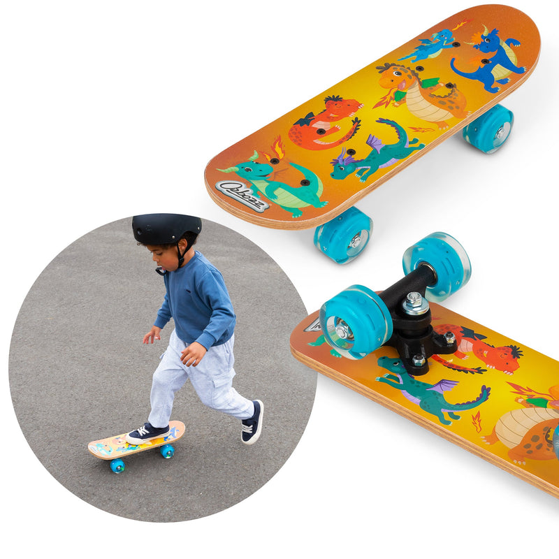 Dragon Kids Skateboard with Flashing Wheels 17"