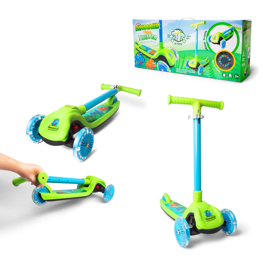 Dinosaur Trail Twist Folding Kids Scooter with Light Up Wheels