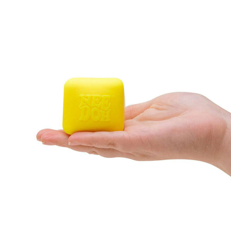 NeeDoh Color Change Cube Squishy Fidget Toy in hand view