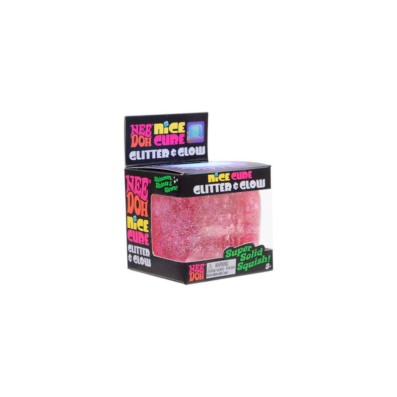 NeeDoh Nice Cube Glitter & Glow Fidget Toy side angle