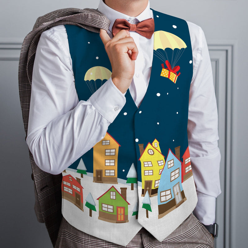 Santa Dropping Presents - Novelty Costume Fancy Dress Waistcoat ( 4 sizes available ), alternate view