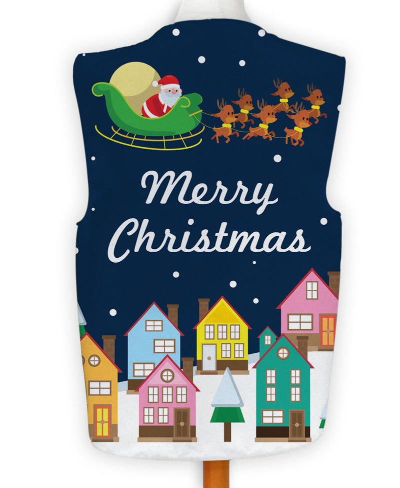 Santa Dropping Presents - Novelty Costume Fancy Dress Waistcoat ( 4 sizes available ), close-up detail