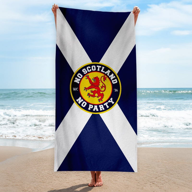 No Scotland No Party Saltire - Beach Towel - Microfibre Retro Beach Towel - 150cm x 75cm collectible from https://britishm...