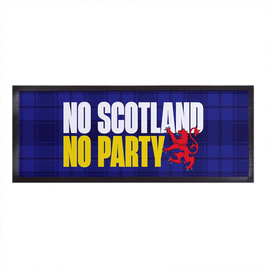 No Scotland No Party - Blue Tartan - Bar Runner collectible from https://britishmade.gifts/