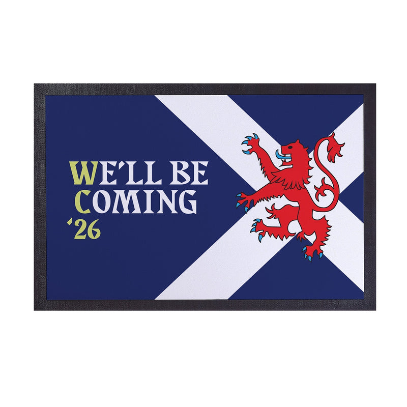 We'll Be Coming - Lion Rampart - WC26 - Door Mat - 60cm x 40cm collectible from https://britishmade.gifts/