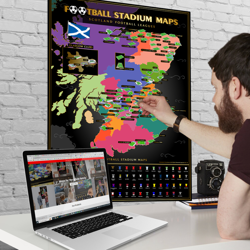 Scotland Football Stadium Scratch-Off Map, rear view
