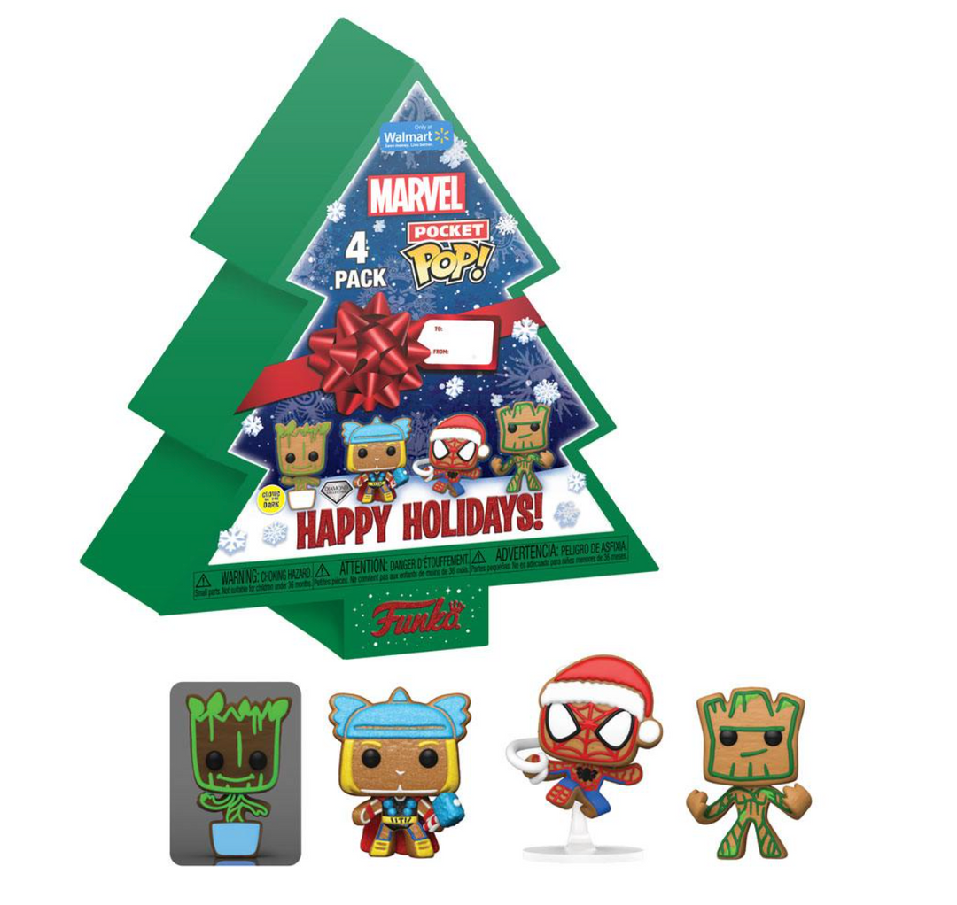 Funko Pop! Pocket Pop! Marvel Superheroes Holiday Tree 4 Pack Vinyl Figures