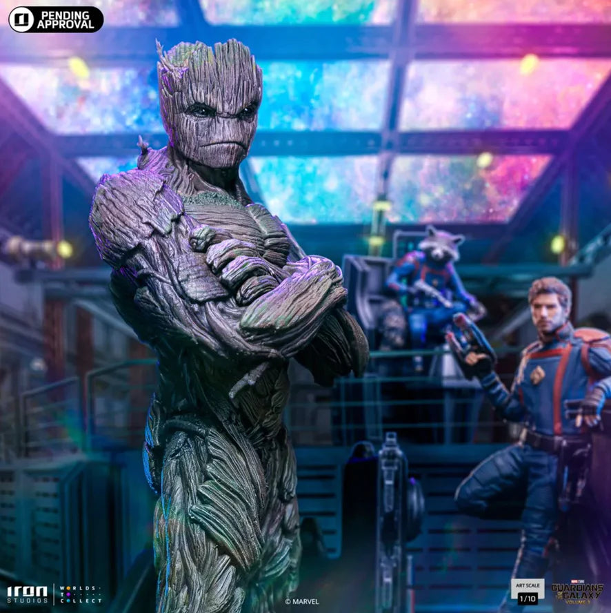 Iron Studios Marvel Guardians of the Galaxy Star-Lord, Rocket Raccoon & Groot 1/10 Art Scale Statue Diorama Bundle