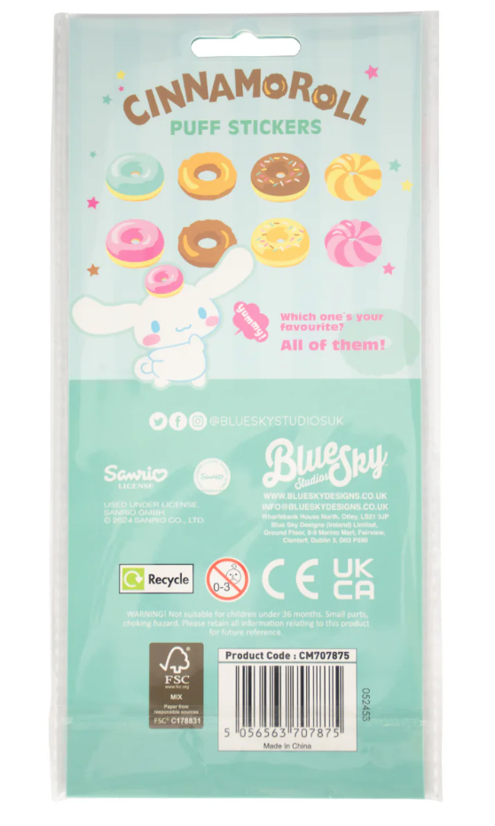 Hello Kitty & Friends Cinnamoroll Puff 50 Piece Sticker Set