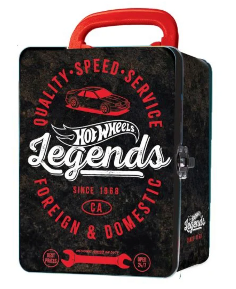 Vintage Black Tin Car Storage Case Hot Wheels