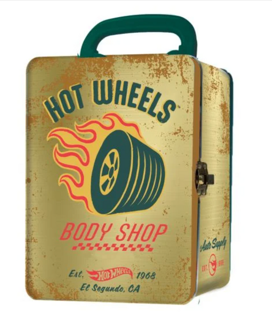 Gold Tin Car Storage Case Hot Wheels Vintage