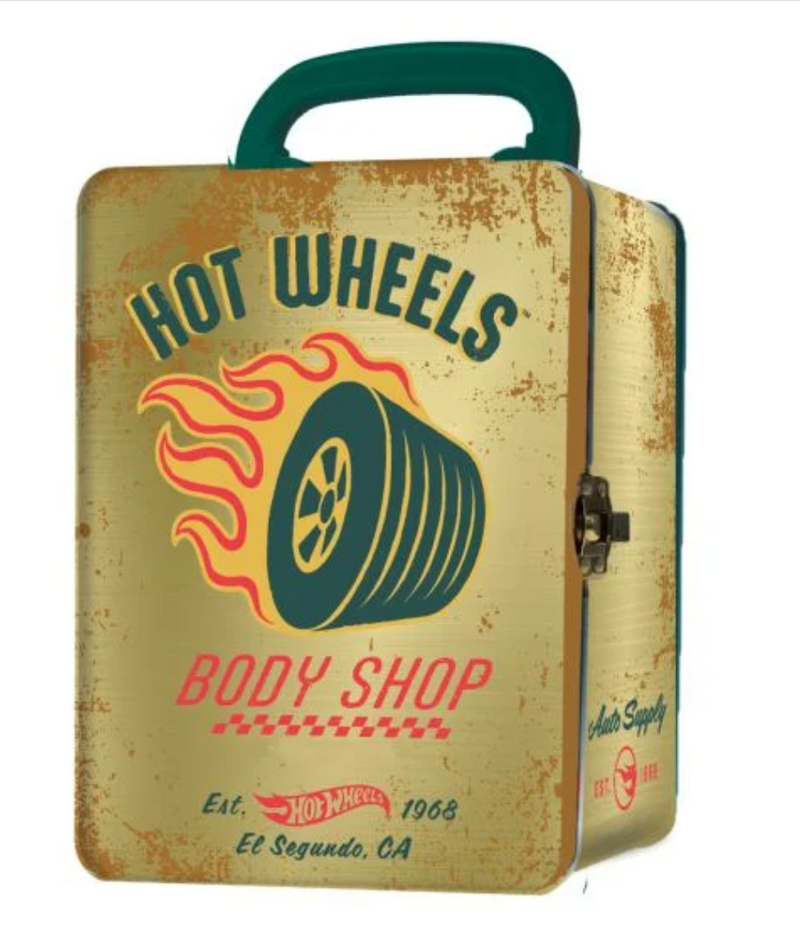 Gold Tin Car Storage Case Hot Wheels Vintage