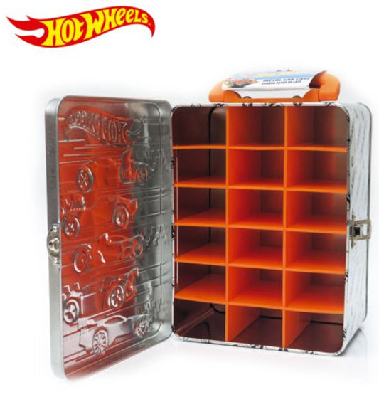 Gold Tin Car Storage Case Hot Wheels Vintage, alternate view